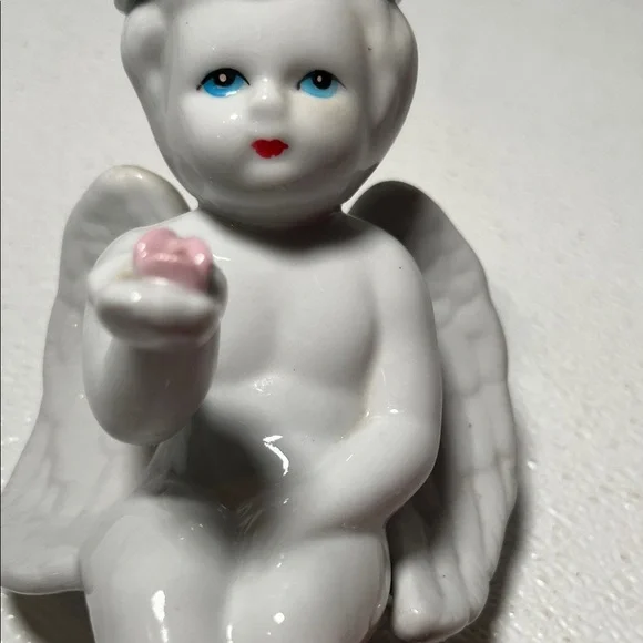 Porcelain Angel Figurine with Pink Accents - Picture 3 of 4